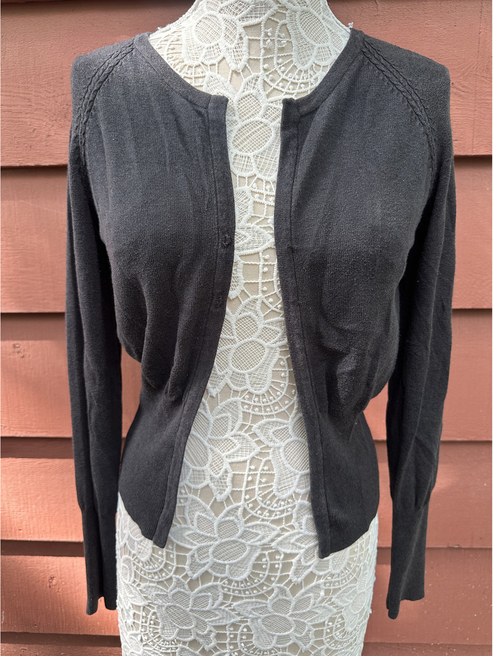 Bailey's Point Black Button Up Cardigan Sweater Cotton Blend Classic